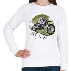 PRINTFASHION My life - Motoros minta - Női pulóver - Fehér