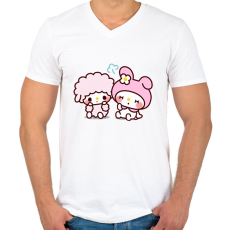 PRINTFASHION My Melody Sanrio - Férfi V-nyakú póló - Fehér