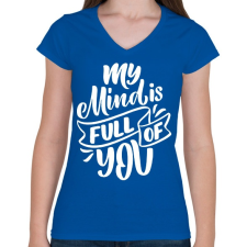 PRINTFASHION My mind is full - Női V-nyakú póló - Királykék női póló