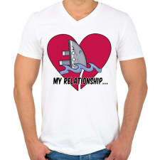 PRINTFASHION My relationship - Férfi V-nyakú póló - Fehér férfi póló