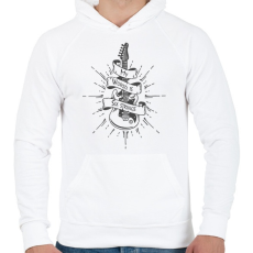 PRINTFASHION My world is six strings - Férfi kapucnis pulóver - Fehér