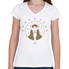 PRINTFASHION Mystic Girl - Női V-nyakú póló - Fehér