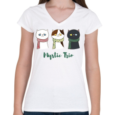 PRINTFASHION Mystic Trio - Női V-nyakú póló - Fehér női póló