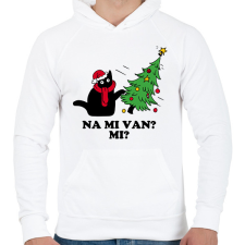 PRINTFASHION Na mi van cica karácsony - Férfi kapucnis pulóver - Fehér férfi pulóver, kardigán