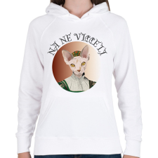 PRINTFASHION Na ne viccelj - Cicás - Női kapucnis pulóver - Fehér női pulóver, kardigán