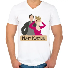 PRINTFASHION Nagy Katalin - A kezdetek - Férfi V-nyakú póló - Fehér férfi póló