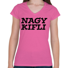 PRINTFASHION Nagy kifli - Női V-nyakú póló - Rózsaszín
