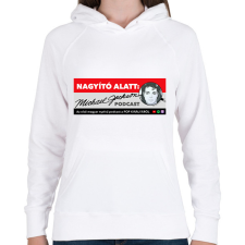 PRINTFASHION Nagyító alatt MJ 3 - Női kapucnis pulóver - Fehér női pulóver, kardigán