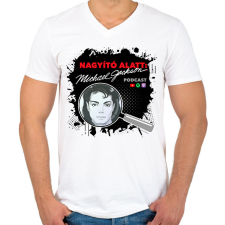 PRINTFASHION Nagyító alatt MJ 6 - Férfi V-nyakú póló - Fehér férfi póló