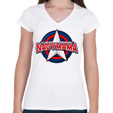 PRINTFASHION NAGYMAMA - Női V-nyakú póló - Fehér
