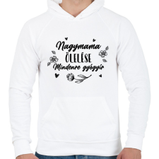 PRINTFASHION Nagymama ölelése - Fekete - Férfi kapucnis pulóver - Fehér férfi pulóver, kardigán