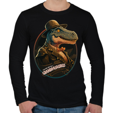 PRINTFASHION Nagypapaszaurusz T-REX Grandpasaurus - Férfi hosszú ujjú póló - Fekete férfi póló