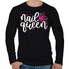 PRINTFASHION Nail Queen - Férfi hosszú ujjú póló - Fekete férfi póló