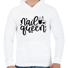 PRINTFASHION Nail Queen - Férfi kapucnis pulóver - Fehér férfi pulóver, kardigán