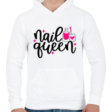 PRINTFASHION Nail Queen - Férfi kapucnis pulóver - Fehér