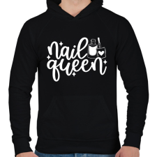 PRINTFASHION Nail Queen - Férfi kapucnis pulóver - Fekete férfi pulóver, kardigán