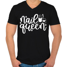 PRINTFASHION Nail Queen - Férfi V-nyakú póló - Fekete férfi póló