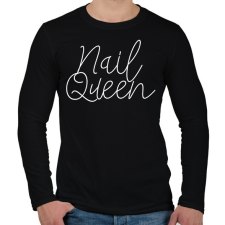 PRINTFASHION Nail Queen - Műkörmös design - Férfi hosszú ujjú póló - Fekete férfi póló