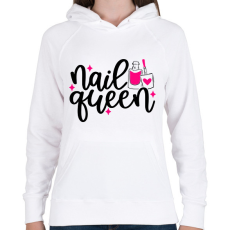 PRINTFASHION Nail Queen - Női kapucnis pulóver - Fehér
