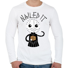 PRINTFASHION Nailed it - Férfi hosszú ujjú póló - Fehér férfi póló