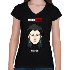 PRINTFASHION Nairobi - Női V-nyakú póló - Fekete női póló
