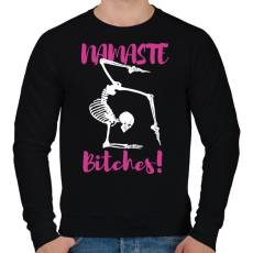 PRINTFASHION Namaste Bitches! - Fehér - Férfi pulóver - Fekete