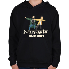 PRINTFASHION namastee and shit - Gyerek kapucnis pulóver - Fekete gyerek pulóver, kardigán