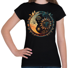 PRINTFASHION Nap és Hold - Női póló - Fekete női póló