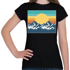 PRINTFASHION Naplemente a hegyekben - Női póló - Fekete