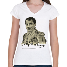 PRINTFASHION Napoleon Bonaparte - Női V-nyakú póló - Fehér női póló