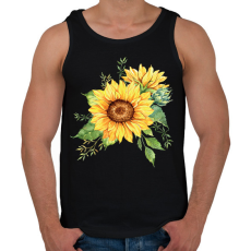 PRINTFASHION napraforgó  - Férfi atléta - Fekete