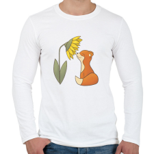 PRINTFASHION Napraforgót szagoló róka - Férfi hosszú ujjú póló - Fehér férfi póló