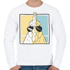 PRINTFASHION Napszemüveges csirke - Férfi pulóver - Fehér