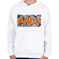 PRINTFASHION Narancs CHILL - Gyerek kapucnis pulóver - Fehér gyerek pulóver, kardigán