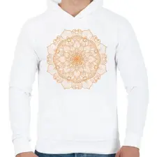 PRINTFASHION Narancs színű mandala - Férfi kapucnis pulóver - Fehér férfi pulóver, kardigán