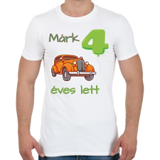 PRINTFASHION Narancssárga kocsi - Névvel, számmal - Férfi póló - Fehér férfi póló