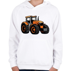 PRINTFASHION Narancssárga traktor - Gyerek kapucnis pulóver - Fehér