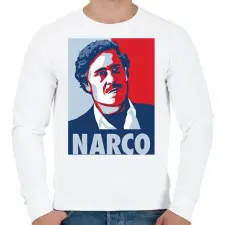 PRINTFASHION NARCO (Pablo Escobar) - Férfi pulóver - Fehér férfi pulóver, kardigán