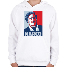 PRINTFASHION NARCO (Pablo Escobar) - Gyerek kapucnis pulóver - Fehér gyerek pulóver, kardigán