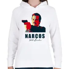 PRINTFASHION Narcos2 - Női kapucnis pulóver - Fehér női pulóver, kardigán