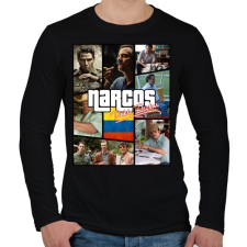 PRINTFASHION Narcos - Férfi hosszú ujjú póló - Fekete férfi póló