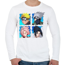 PRINTFASHION Naruto 4 karakter - Férfi hosszú ujjú póló - Fehér férfi póló