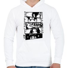 PRINTFASHION Naruto karakterek - Férfi kapucnis pulóver - Fehér