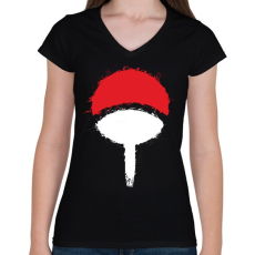 PRINTFASHION Naruto logo - Női V-nyakú póló - Fekete