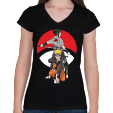 PRINTFASHION Naruto - Női V-nyakú póló - Fekete