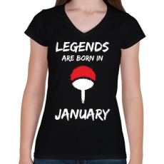 PRINTFASHION Naruto szülinap - Január - Női V-nyakú póló - Fekete