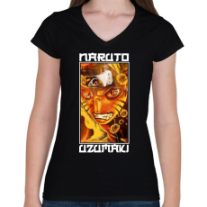 PRINTFASHION Naruto Uzumaki - Női V-nyakú póló - Fekete