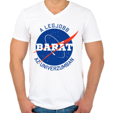 PRINTFASHION Nasa barát - Férfi V-nyakú póló - Fehér férfi póló