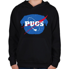 PRINTFASHION Nasa mopsz - Gyerek kapucnis pulóver - Fekete