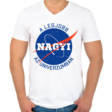 PRINTFASHION Nasa Nagymama - Férfi V-nyakú póló - Fehér férfi póló